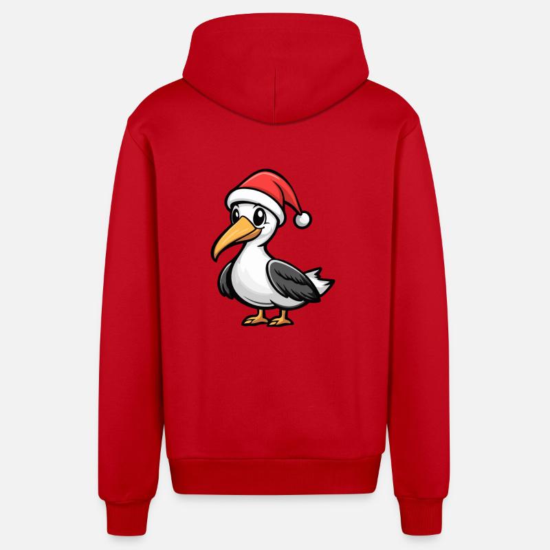 Pélican oiseau Noël mignon - Veste à capuche bio décontractée fabriquée en UE - rouge