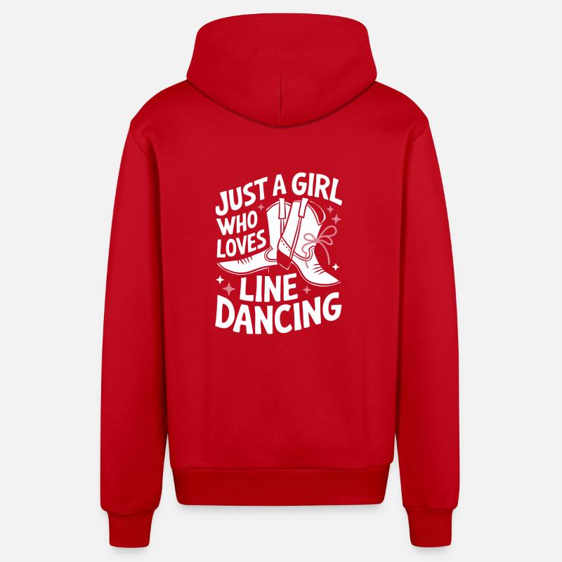 Line Dancing Dancing Dancers - Organic Relaxed Hooded Jacket Made in EU - red
