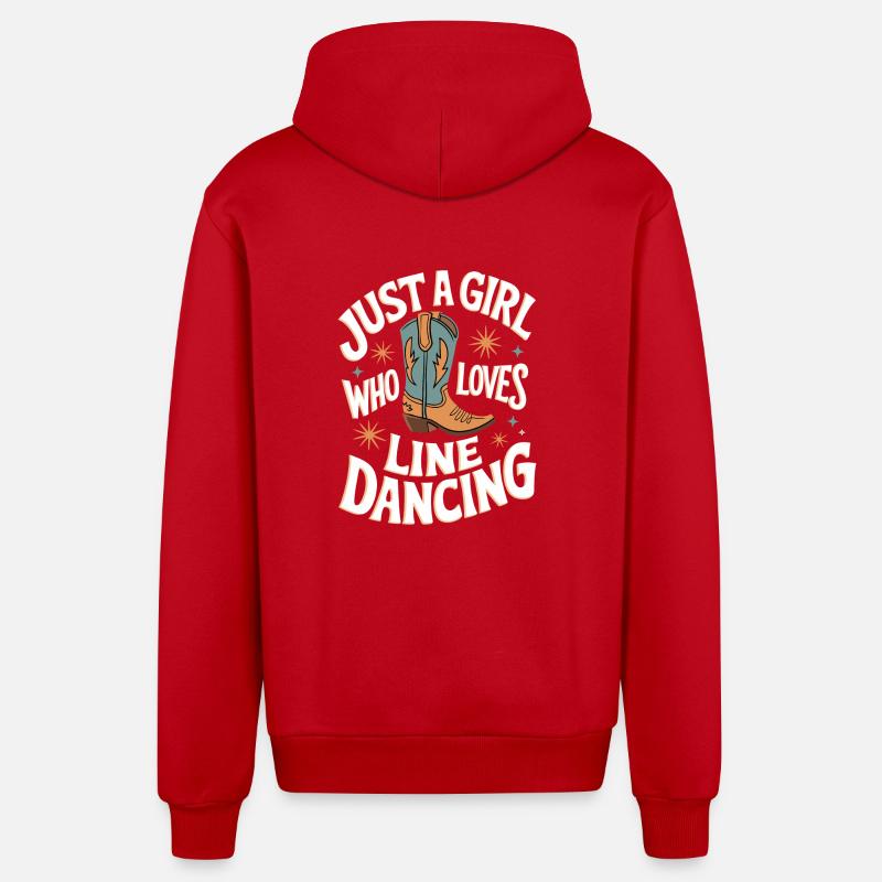 Line Dancing Dancing Dancers - Organic Relaxed Hooded Jacket Made in EU - red