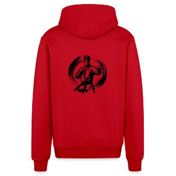Asiatische Kampfkunst Selbstverteidigung Karate - Organic Relaxed Kapuzenjacke Made in EU - Rot - Hinten