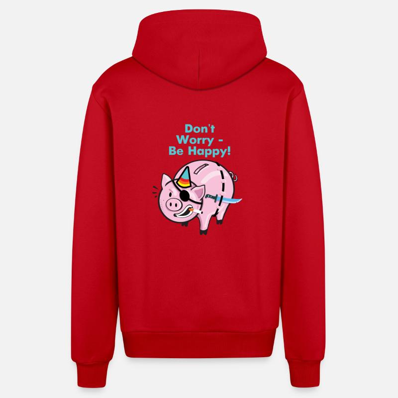 Cochon de pirate - Veste à capuche bio décontractée fabriquée en UE - rouge