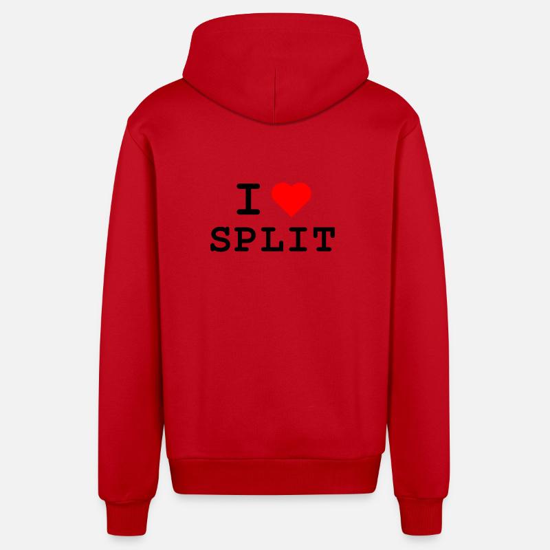 I love Split - Ich liebe Split - Organic Relaxed Kapuzenjacke Made in EU - Rot