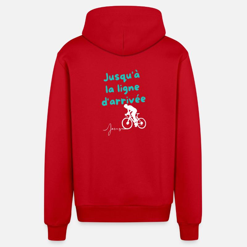 Persévérance Jusqu'à la Ligne d'Arrivée - Veste à capuche bio décontractée fabriquée en UE - rouge