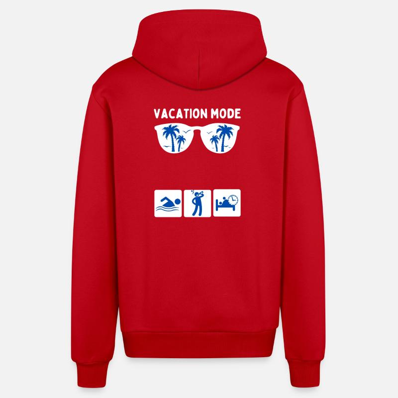 Mode vacances - Veste à capuche bio décontractée fabriquée en UE - rouge