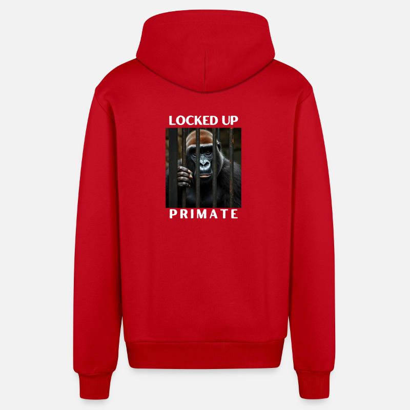Sur primate fermé - Veste à capuche bio décontractée fabriquée en UE - rouge