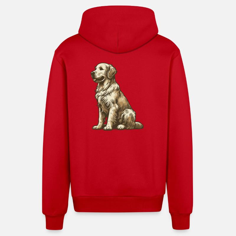 Golden retriever - Veste à capuche bio décontractée fabriquée en UE - rouge