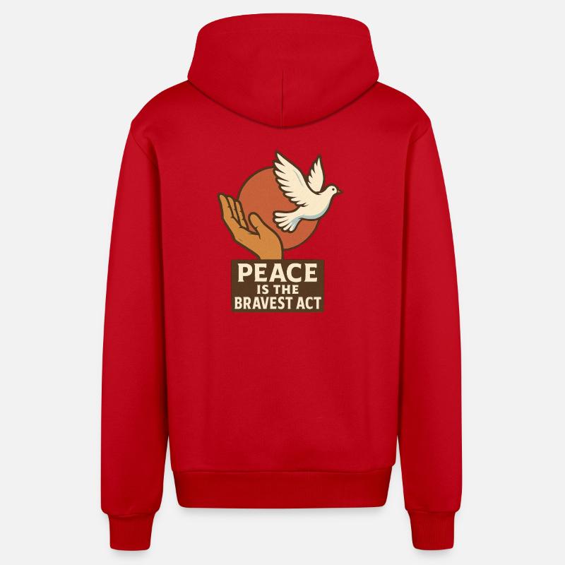 La paix comme acte de bravoure - Veste à capuche bio décontractée fabriquée en UE - rouge