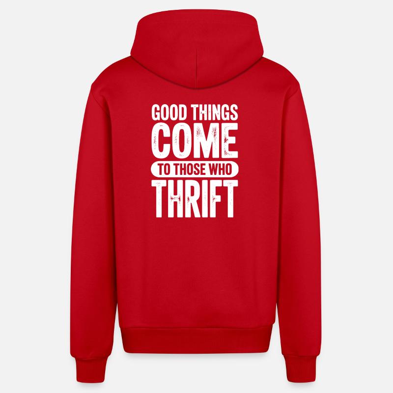 Good Things Come Thrift Tee - Organic Relaxed Hooded Jacket Made in EU - red