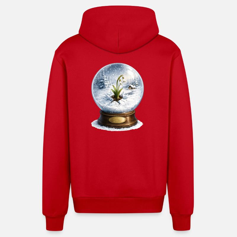 Schneeglöckchen durchbricht den Winter  - Organic Relaxed Kapuzenjacke Made in EU - Rot
