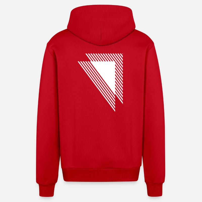 Triangles géométriques Grille monochrome diagonale - Veste à capuche bio décontractée fabriquée en UE - rouge