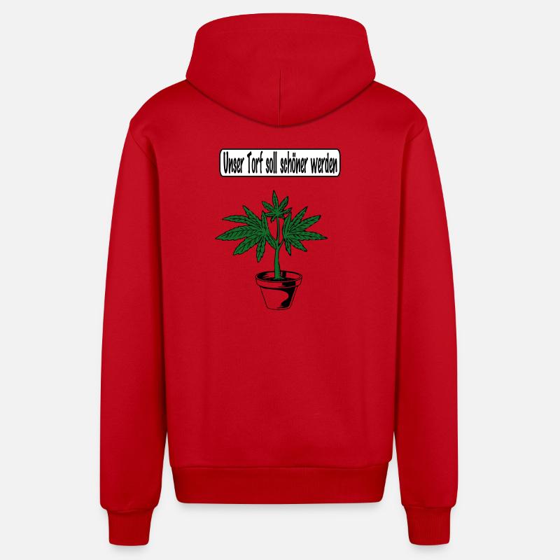 Conception du cannabis - Veste à capuche bio décontractée fabriquée en UE - rouge