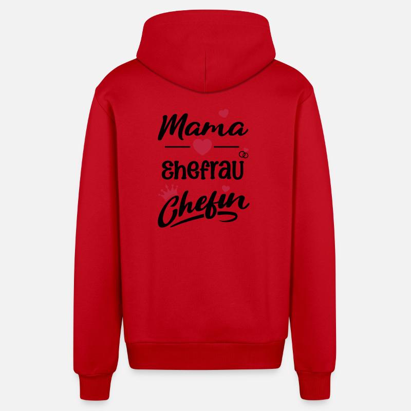 mama_ehefrau_chefin - Organic Relaxed Kapuzenjacke Made in EU - Rot