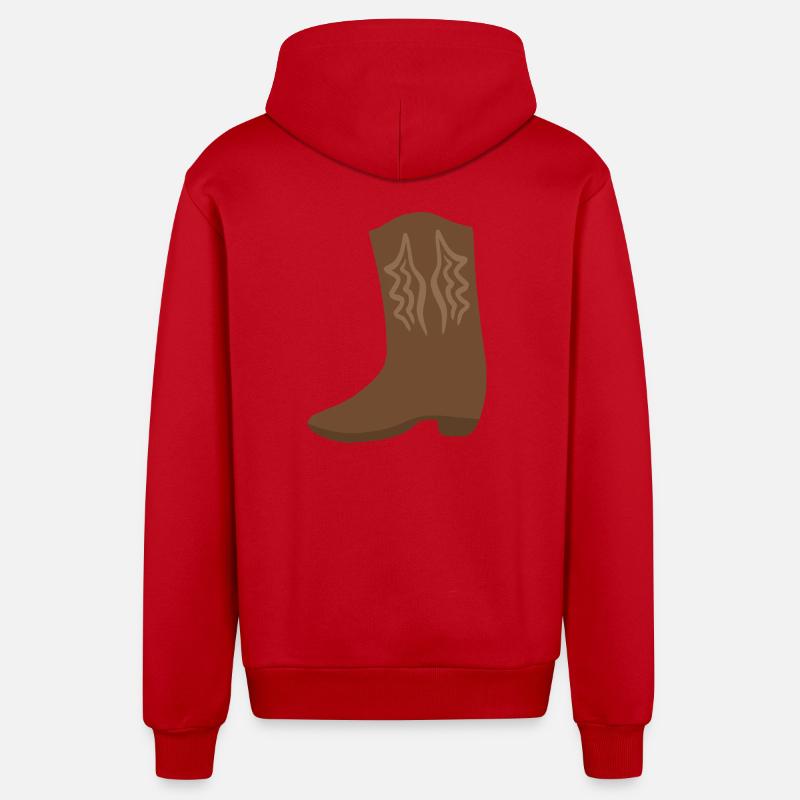 Art de point de botte western - Veste à capuche bio décontractée fabriquée en UE - rouge