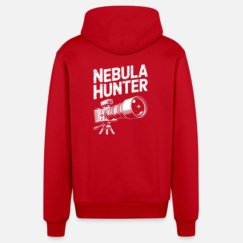 Nebula Hunter Teleskopkunst - Organic Relaxed Kapuzenjacke Made in EU - Rot