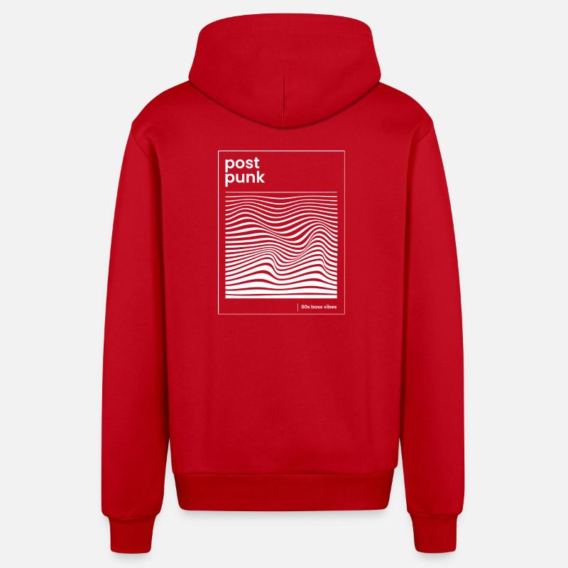 Affiche de motifs post-punk wave - Veste à capuche bio décontractée fabriquée en UE - rouge