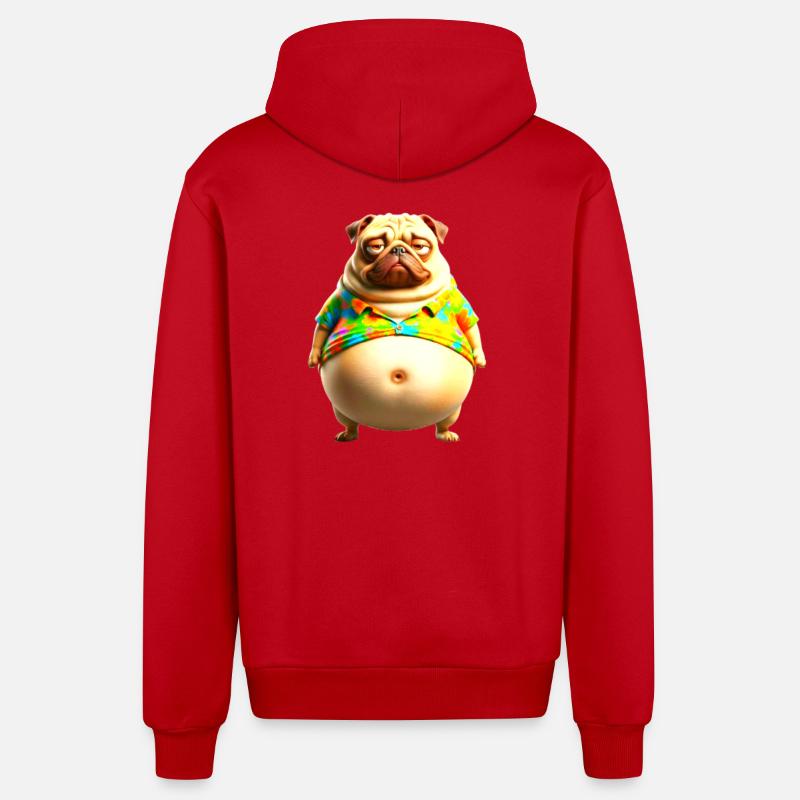 T-shirt d’été Tie Dye Dye Pug - Veste à capuche bio décontractée fabriquée en UE - rouge