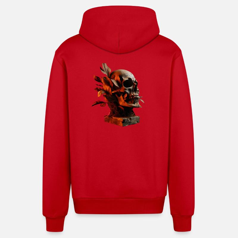 Crâne d’automne avec feuillage - Veste à capuche bio décontractée fabriquée en UE - rouge