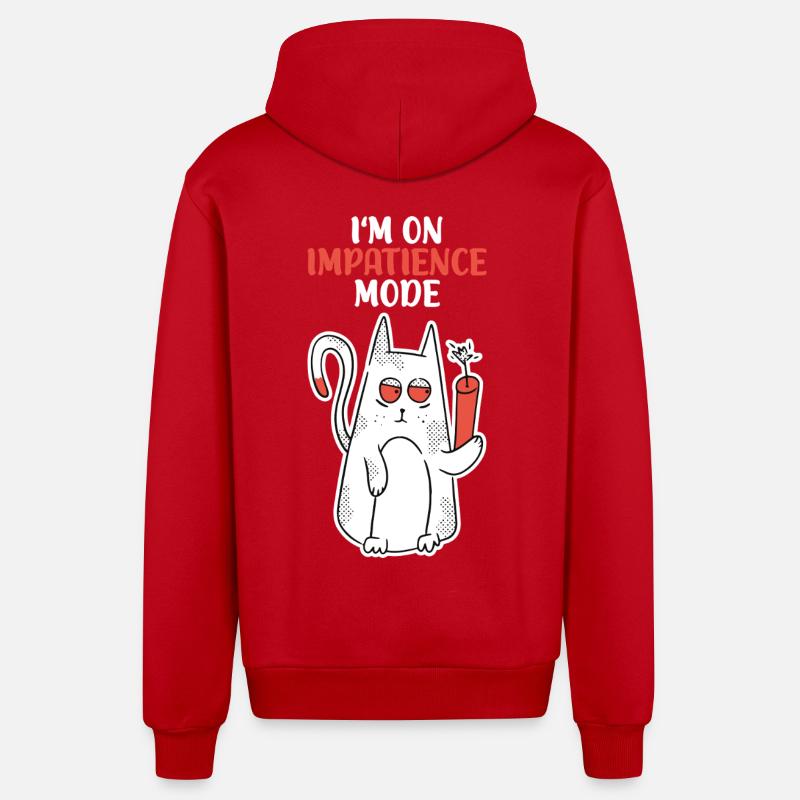 Chat impatient Impatience Mode - Veste à capuche bio décontractée fabriquée en UE - rouge