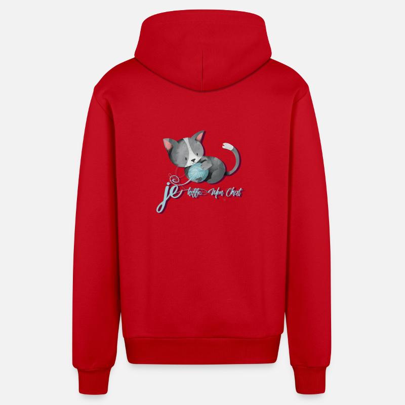 CHAT D'AMIS - Veste à capuche bio décontractée fabriquée en UE - rouge