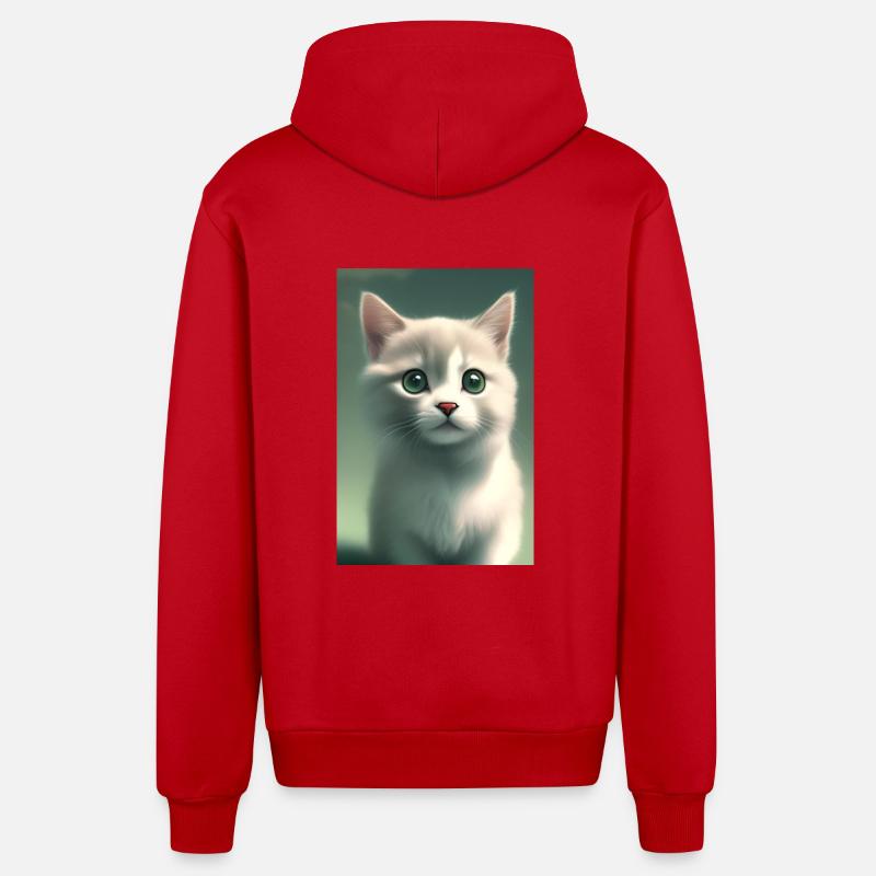 Mignon bébé chat - Veste à capuche bio décontractée fabriquée en UE - rouge