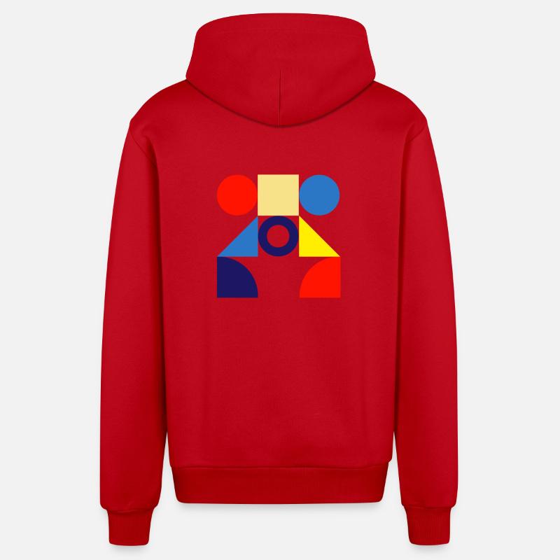 « Conception de cercle de motif » - Veste à capuche bio décontractée fabriquée en UE - rouge