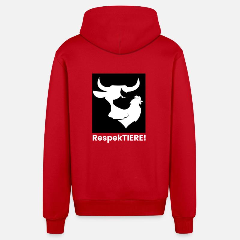 Respect des silhouettes d’animaux Bœuf, Cochon, Poulet - Veste à capuche bio décontractée fabriquée en UE - rouge