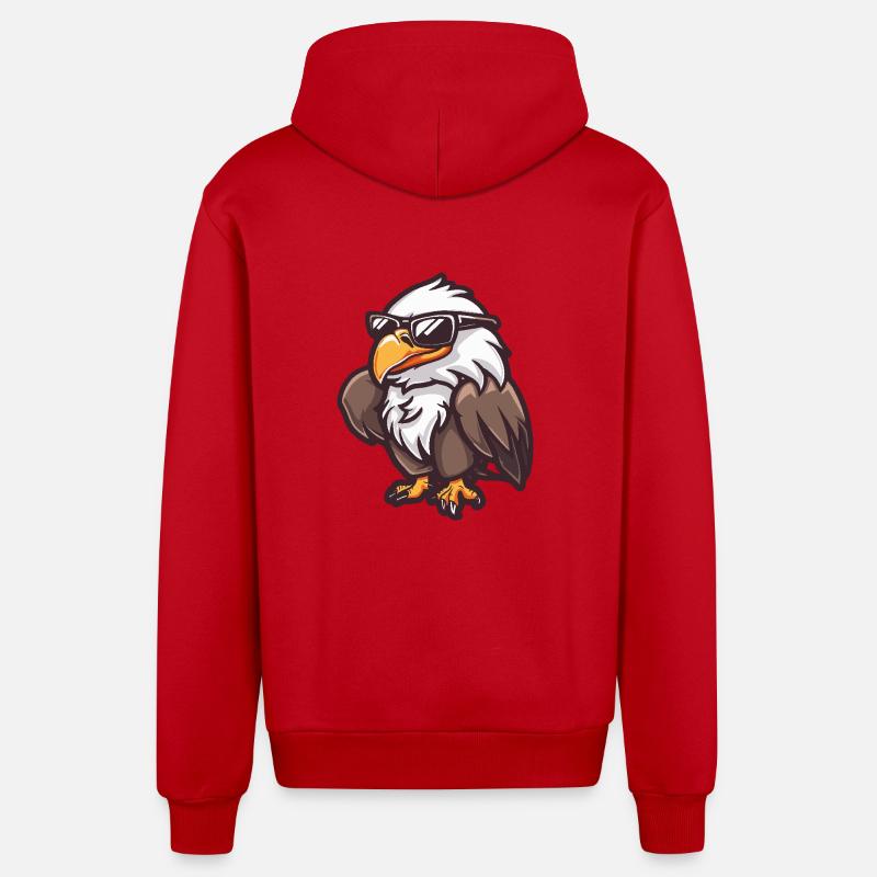 Eagle Cool Bande dessinée - Veste à capuche bio décontractée fabriquée en UE - rouge