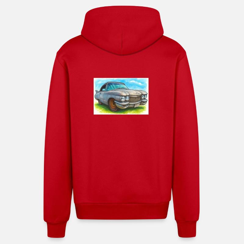 Rétro Classique Cad -60 - Veste à capuche bio décontractée fabriquée en UE - rouge
