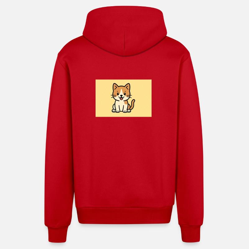 Chat - Veste à capuche bio décontractée fabriquée en UE - rouge
