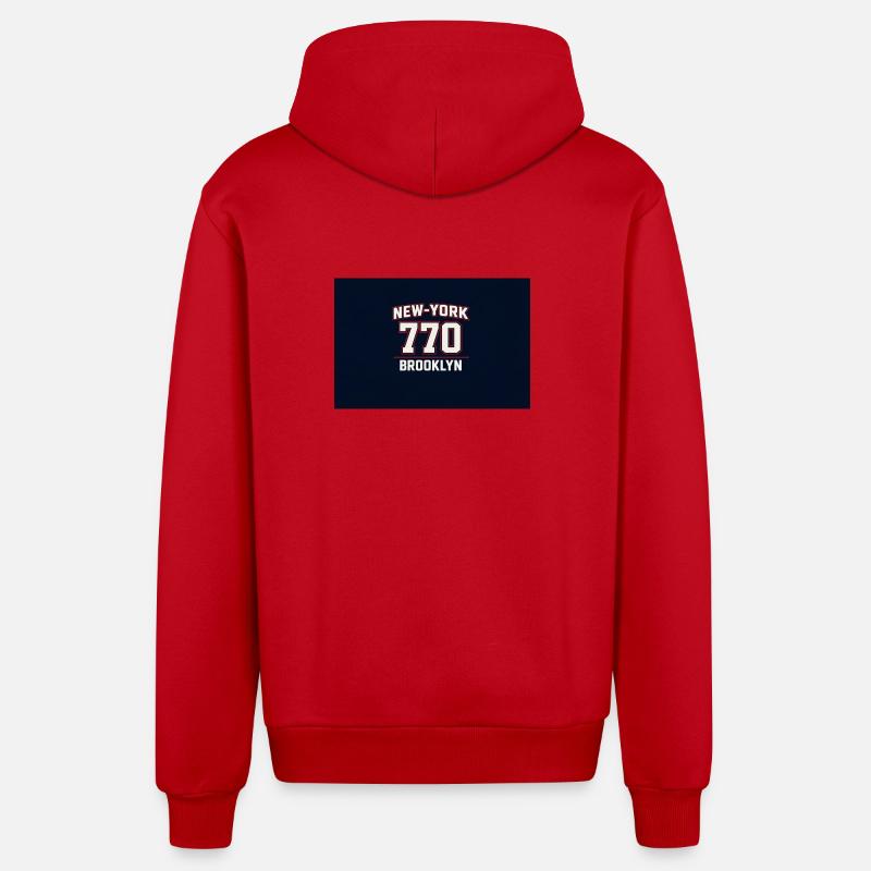 NY 770 Brooklyn  - Veste à capuche bio décontractée fabriquée en UE - rouge