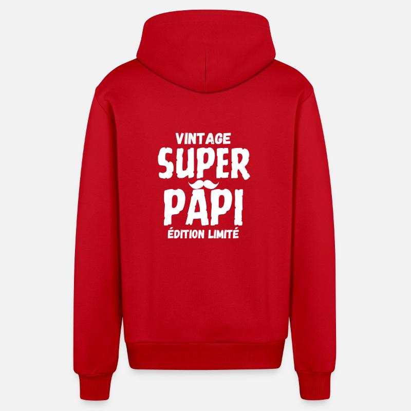 SUPER PAPI - Organic Relaxed Kapuzenjacke Made in EU - Rot