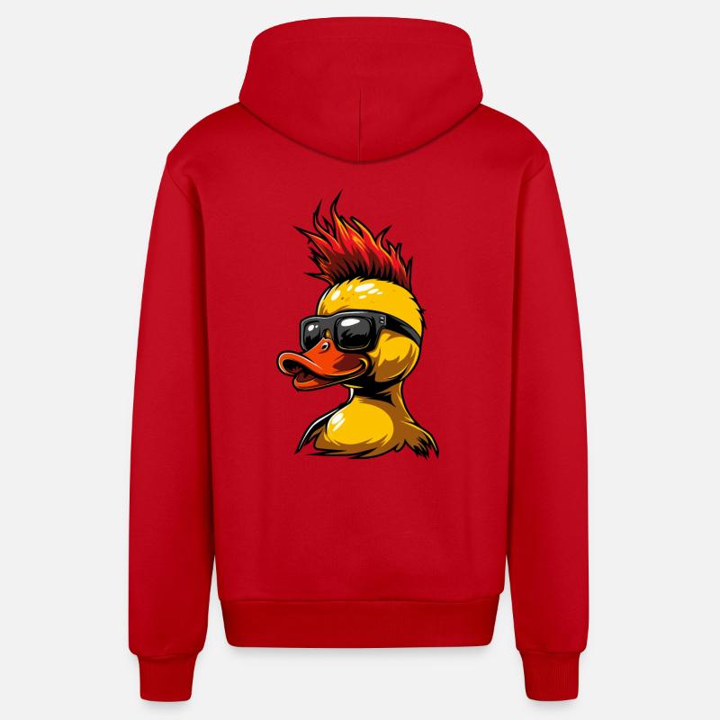 Canard en caoutchouc Punk - Veste à capuche bio décontractée fabriquée en UE - rouge