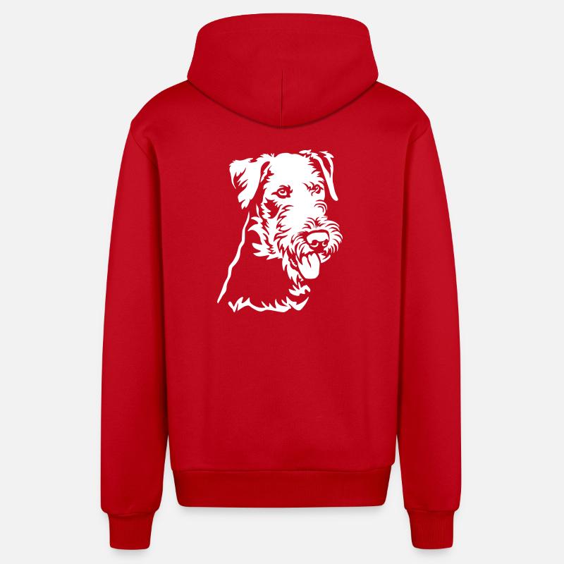 Airedale Terrier Head « Black Edition » - Veste à capuche bio décontractée fabriquée en UE - rouge
