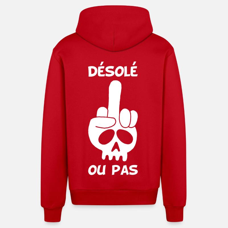Crâne blanc malpoli - Veste à capuche bio décontractée fabriquée en UE - rouge