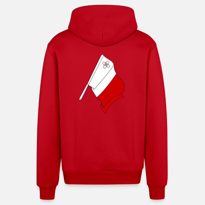 Drapeau de Malte - Veste à capuche bio décontractée fabriquée en UE - rouge