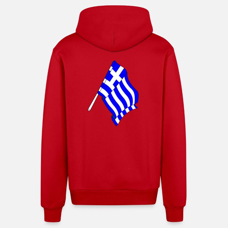 Drapeau de la Grèce - Veste à capuche bio décontractée fabriquée en UE - rouge