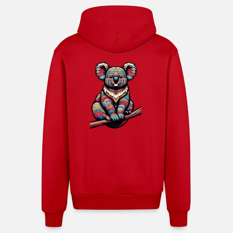 Koala - Veste à capuche bio décontractée fabriquée en UE - rouge