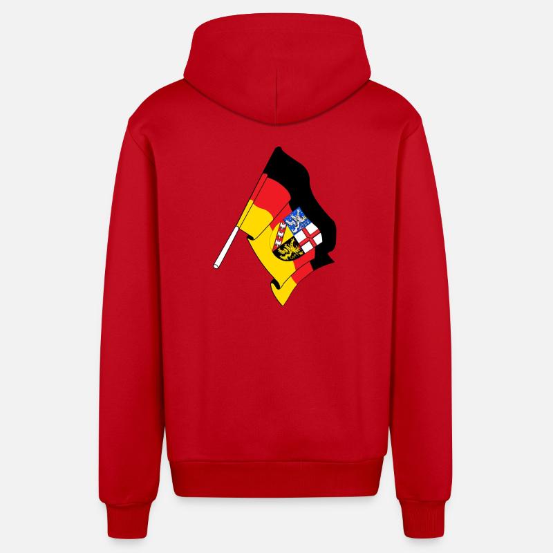 Drapeau de la Sarre - Veste à capuche bio décontractée fabriquée en UE - rouge