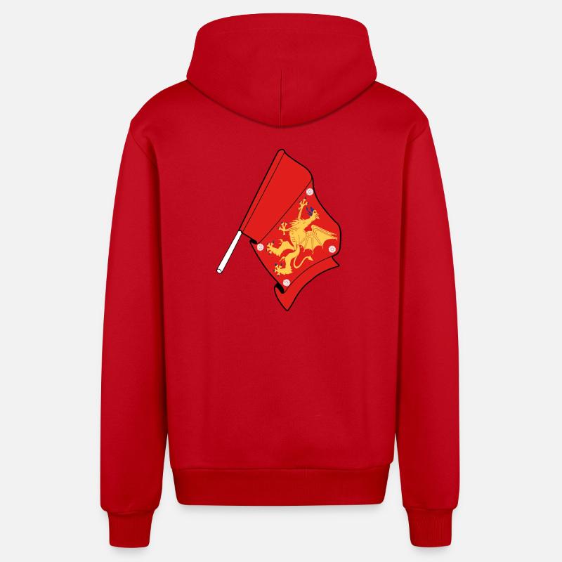 Drapeau du comté d’Östergötland - Veste à capuche bio décontractée fabriquée en UE - rouge