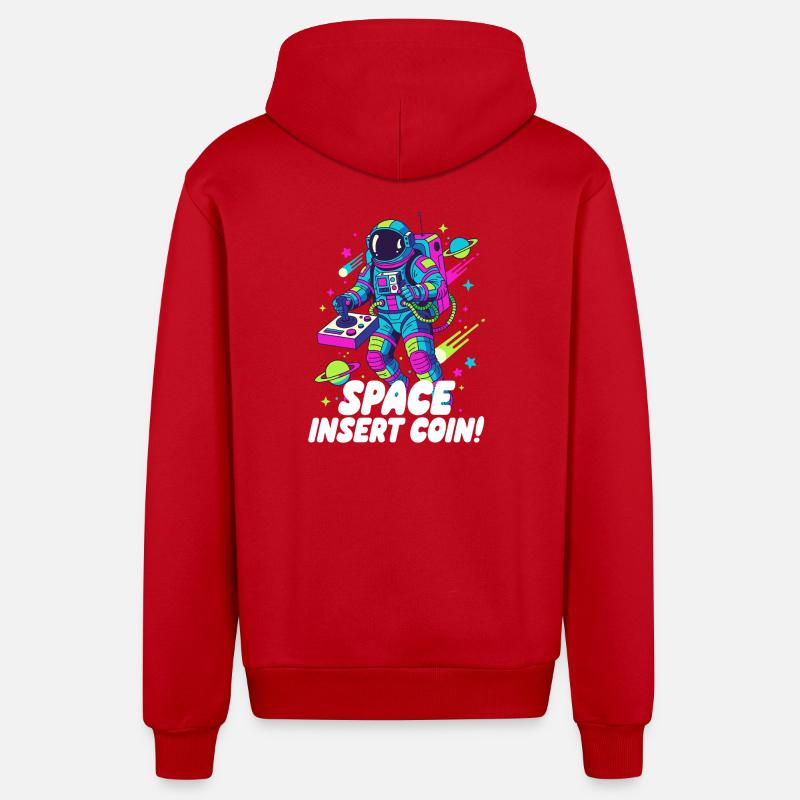 Pièce d’insertion spatiale - Veste à capuche bio décontractée fabriquée en UE - rouge