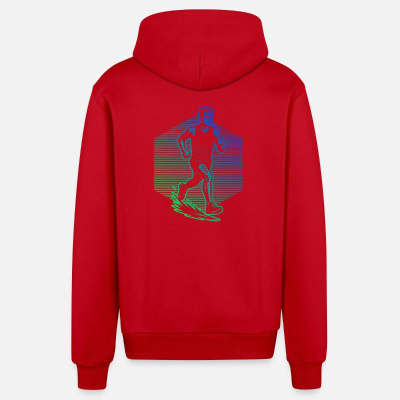 Graphismes de course pour les courses - Veste à capuche bio décontractée fabriquée en UE - rouge