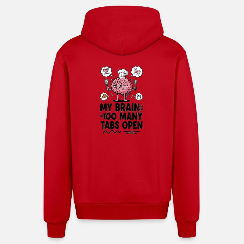 Brain Chef : trop d’onglets ouverts - Veste à capuche bio décontractée fabriquée en UE - rouge