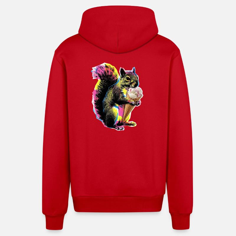 Eichhörnchen Eis - Organic Relaxed Kapuzenjacke Made in EU - Rot