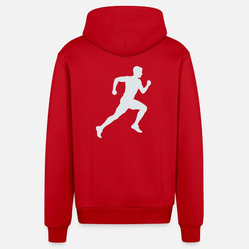 Sprint de silhouette en course - Veste à capuche bio décontractée fabriquée en UE - rouge
