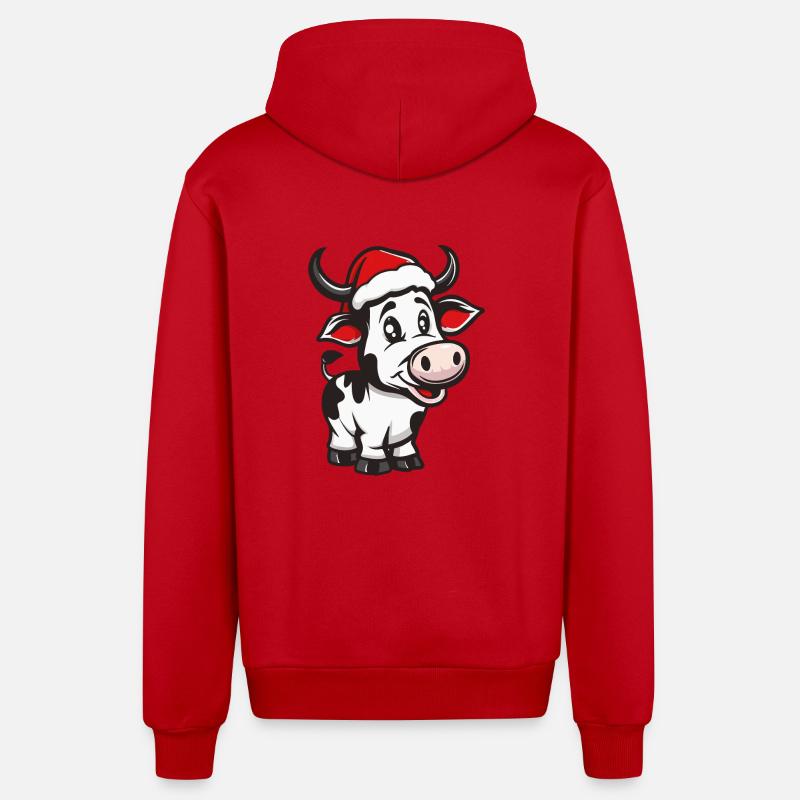 Noël de vache - Veste à capuche bio décontractée fabriquée en UE - rouge