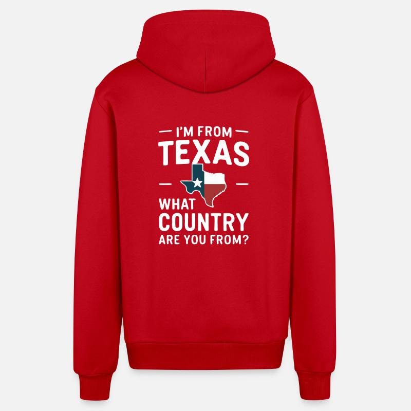 État du Texas Texans Texas - Veste à capuche bio décontractée fabriquée en UE - rouge