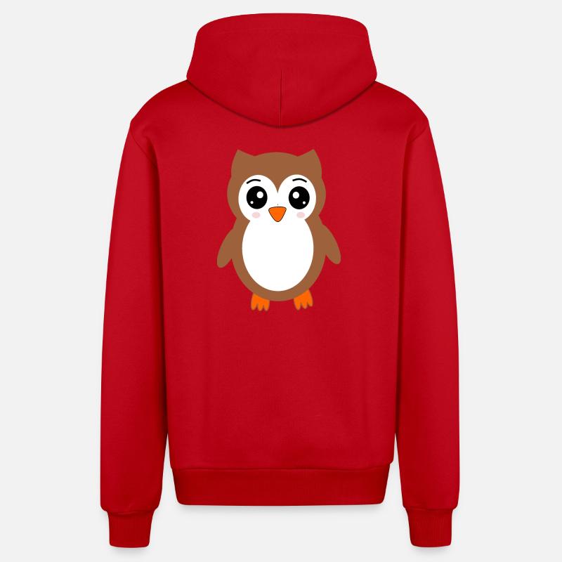 braune Eule Vogel Vogelschutz - Organic Relaxed Kapuzenjacke Made in EU - Rot