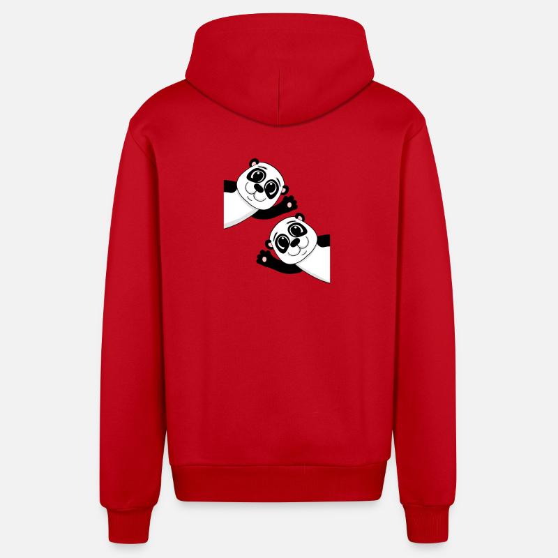 Pandas mignons - Veste à capuche bio décontractée fabriquée en UE - rouge