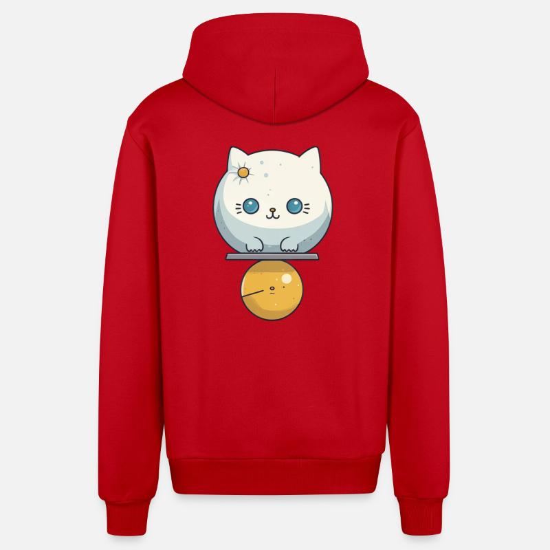 Illustration de chat mignon - Veste à capuche bio décontractée fabriquée en UE - rouge