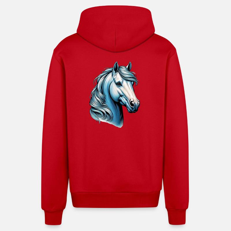 Cheval - Veste à capuche bio décontractée fabriquée en UE - rouge